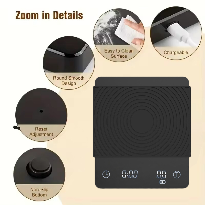 Coffee Bean Scale - Báscula de Café Black Mirror Pour