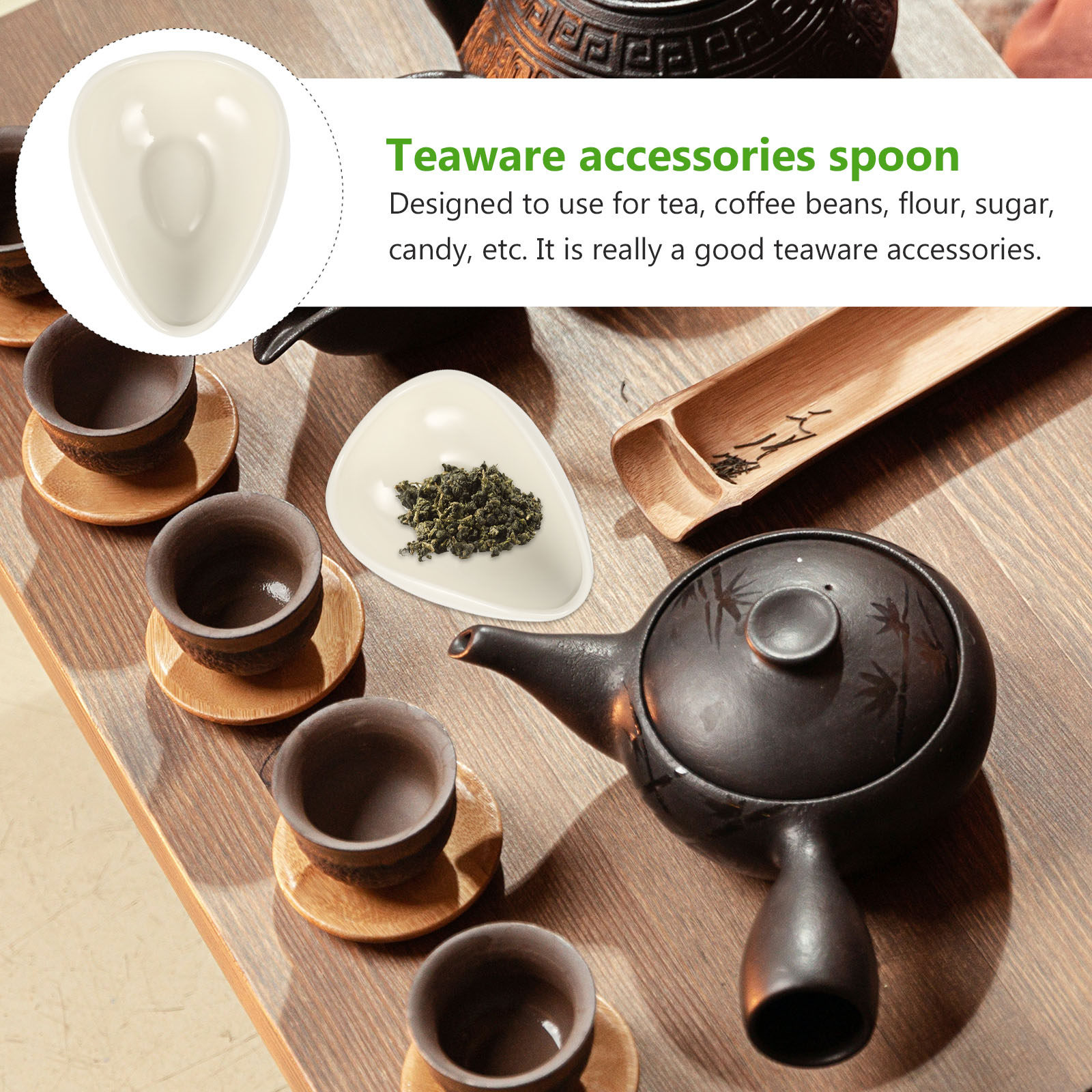 Coffee Tea Bean Leaf - 2 Cucharas de Cerámica para Té