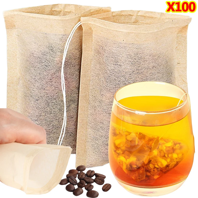 100 Uds bolsitas de té con fil - Coffee Tea Bean Leaf reseña y precio